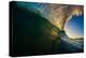 Sunset back lights a tubing wave-Mark A Johnson-Premier Image Canvas