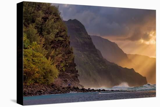 Sunset Beams at the Edge of Kauai, Hawaii-null-Premier Image Canvas