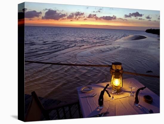 Sunset Dining on the Jetty, Fundu Lagoon Resort, Pemba Island, Zanzibar, East Africa-Paul Harris-Premier Image Canvas