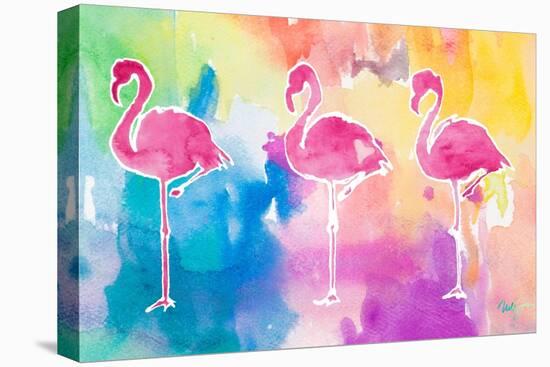 Sunset Flamingo Color Flow-Nola James-Stretched Canvas