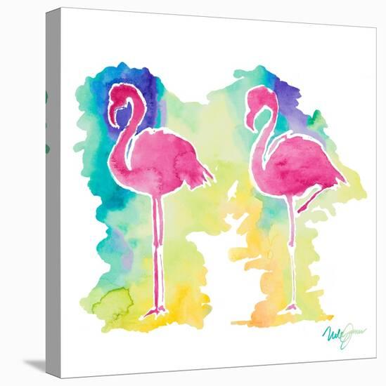 Sunset Flamingo Square II-Nola James-Stretched Canvas
