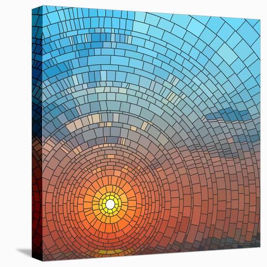 Sunset In Sea-Vertyr-Stretched Canvas
