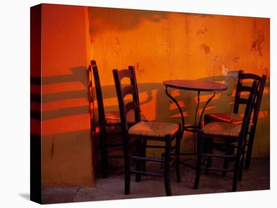 Sunset Light on Cafe Tables, Athens, Greece-Walter Bibikow-Premier Image Canvas