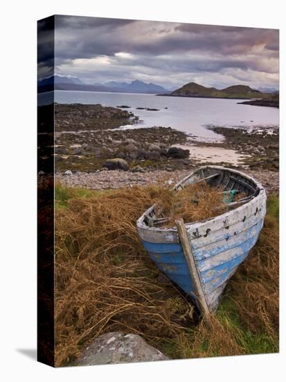 Sunset, Old Blue Fishing Boat, Inverasdale, Loch Ewe, Wester Ross, North West Scotland-Neale Clarke-Premier Image Canvas