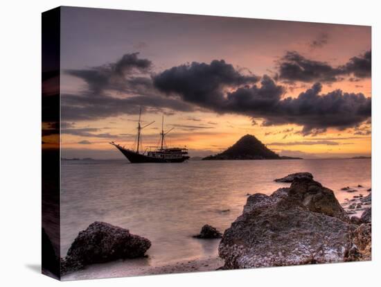 Sunset on Anchored Phinisi Schooner, Komodo National Park, Indonesia-Jones-Shimlock-Premier Image Canvas