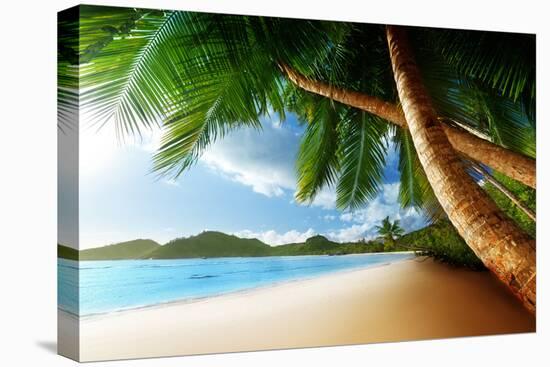 Sunset on Beach Anse Takamaka of Mahe Island, Seychelles-Iakov Kalinin-Premier Image Canvas