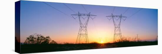 Sunset on Electrical Transmission Towers Near Lancaster, California-null-Stretched Canvas