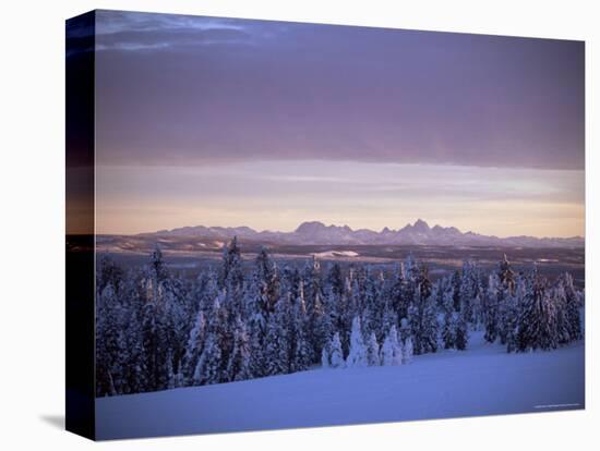 Sunset on Grand Tetons from Two Tops, West Yellowstone, Montana, USA-Alison Wright-Premier Image Canvas