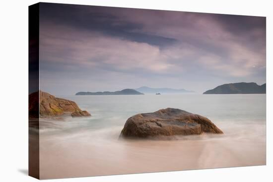 Sunset on Praia Da Sununga Beach with the Serra Do Mar Mountain Ranges in the Background-Alex Saberi-Premier Image Canvas