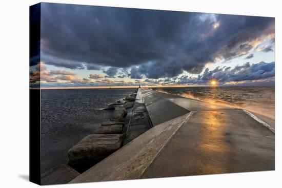 Sunset on the Pier to the Ludington Lighthouse in Lake Michigan in Ludington, Michigan, Usa-Chuck Haney-Premier Image Canvas