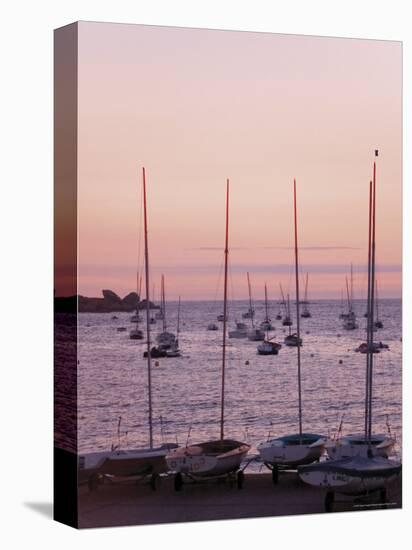 Sunset Over Boats, Tregastel, Cote De Granit Rose, Cotes d'Armor, Brittany, France-David Hughes-Premier Image Canvas