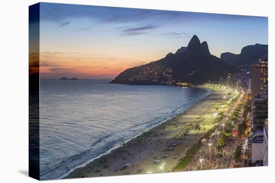 Sunset over Ipanema Beach and Dois Irmaos (Two Brothers) mountain, Rio de Janeiro, Brazil, South Am-Gavin Hellier-Premier Image Canvas