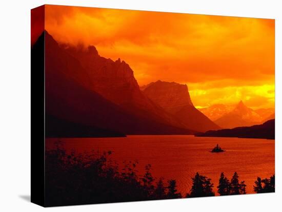 Sunset Over Lake in Glacier National Park-Mick Roessler-Premier Image Canvas