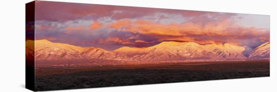 Sunset over Mountain Range, Sangre De Cristo Mountains, Taos, Taos County, New Mexico, USA-null-Stretched Canvas