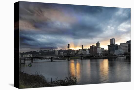 Sunset over Portland Willamette River-jpldesigns-Premier Image Canvas