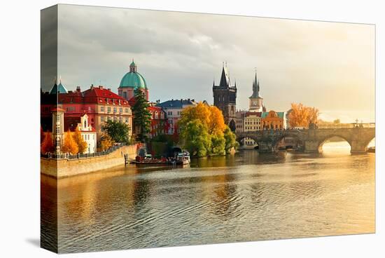 Sunset over Prague & Vlatava-null-Stretched Canvas