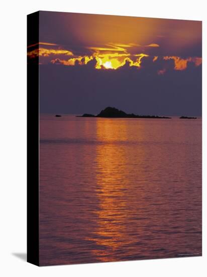 Sunset Over Sea and Offshore Islands, Dinard, Cote d'Emeraude, Cotes d'Armor, Brittany, France-David Hughes-Premier Image Canvas