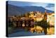 Sunset over the iconic Ponte Vecchio bridge reflected in river Brenta, Bassano Del Grappa-Roberto Moiola-Premier Image Canvas