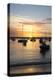 Sunset over the Indian Ocean with Boats in Silhouette on the Calm Water Off the Beach at Gran Baie-Lee Frost-Premier Image Canvas