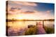 Sunset over the Lake in the Village. View from a Wooden Bridge, Image in the Orange-Purple Toning-null-Premier Image Canvas