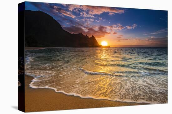Sunset over the Na Pali Coast from Tunnels Beach, Haena State Park, Kauai, Hawaii, USA-Russ Bishop-Premier Image Canvas