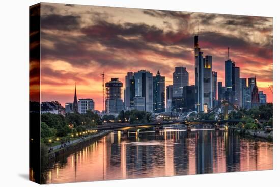 Sunset over the River Main and Frankfurt city skyline, Frankfurt, Hesse, Germany-Alan Novelli-Premier Image Canvas