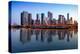 Sunset over the Tall Skyscrapers of Chicago from Navy Pier with Artificial Water Reflection-Steve Heap-Premier Image Canvas