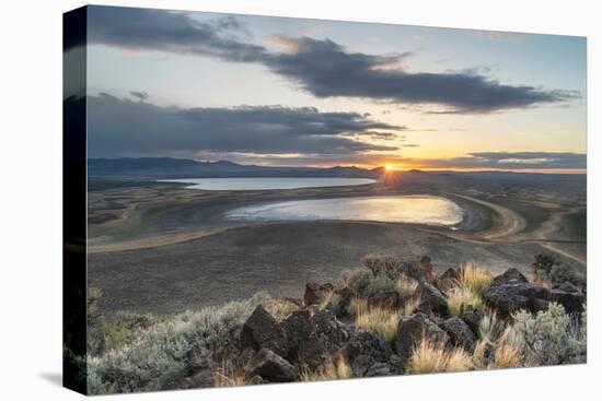 Sunset over Warner Lakes Wetlands, seen from Hart Mountain National Antelope Refuge,, Oregon-Alan Majchrowicz-Premier Image Canvas