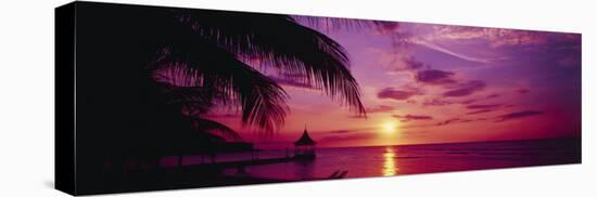 Sunset, Palm Trees, Beach, Water, Ocean, Montego Bay Jamaica-null-Premier Image Canvas