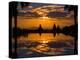 Sunset reflected in the infinity pool at Aureum Palace Hotel, Bagan, Mandalay Region, Myanmar-null-Premier Image Canvas