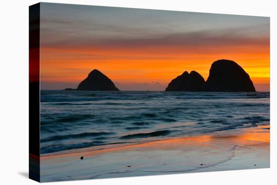 Sunset, Sea Stacks, Oceanside, Oregon, USA-Michel Hersen-Premier Image Canvas
