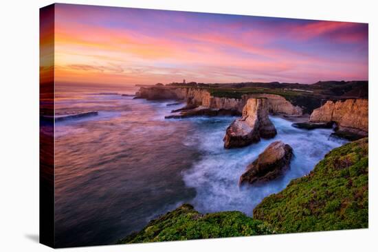 Sunset Seascape at Shark Fin Cove, California Coast, Santa Cruz, Davenport-Vincent James-Premier Image Canvas