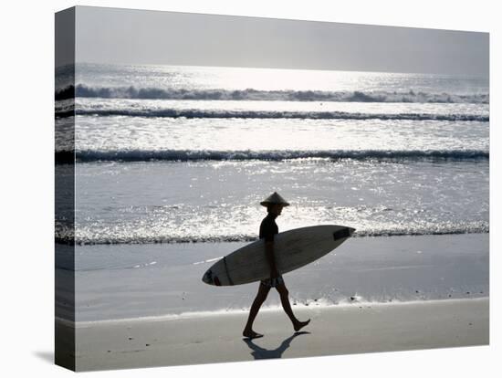 Sunset, Surfer Walking Along Beach, Kuta Beach, Bali, Indonesia-null-Premier Image Canvas