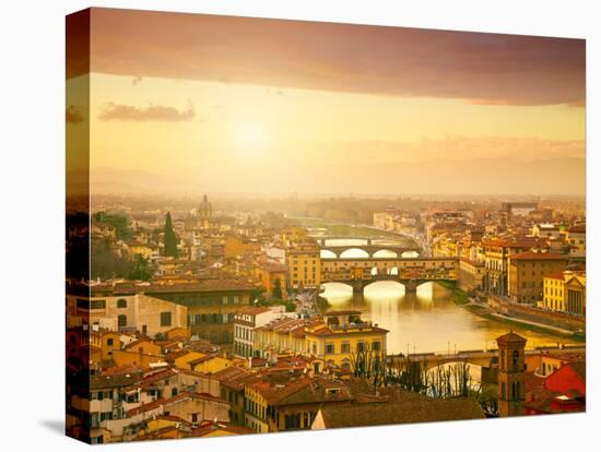 Sunset View of Bridge Ponte Vecchio. Florence, Italy-silver-john-Premier Image Canvas