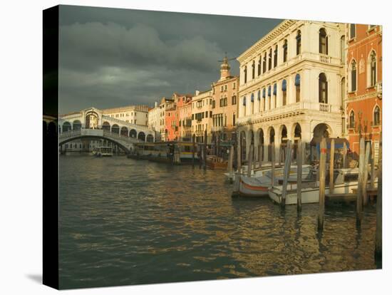 Sunset View of Storm Clouds and Boats on the Grand Canal, Venice, Italy-Janis Miglavs-Premier Image Canvas