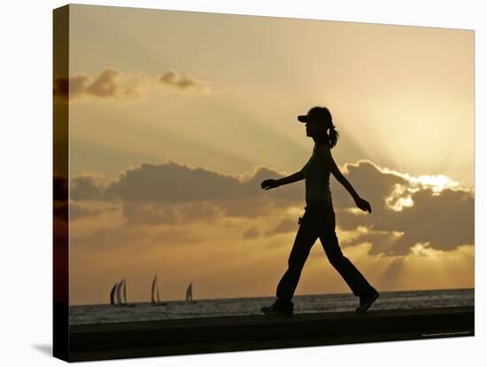 Sunset Walker, Honolulu, Hawaii-Marco Garcia-Premier Image Canvas