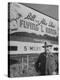 Super Rich Texas Millionaires William Likins Standing in Front of Sign at Main Entrance to Ranch-Michael Rougier-Premier Image Canvas