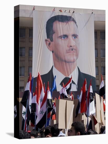 Supporters at a Rally in Downtown Damascus Endorsing President Bashar Al-Assad-Julian Love-Premier Image Canvas