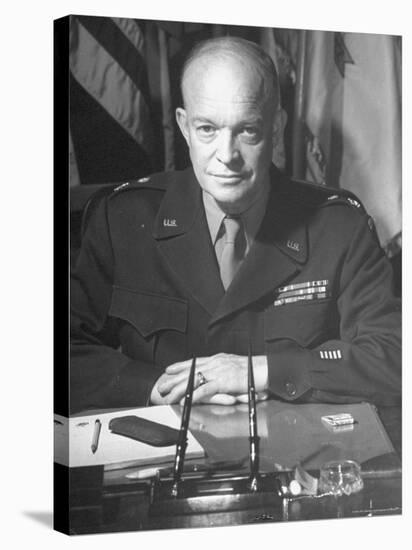 Supreme Allied Commander Gen. Dwight D. Eisenhower, Posing for the Cover of Life Magazine-David Scherman-Premier Image Canvas