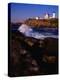 Surf Crashing on York Beach with Nubble Lighthouse in Background, Cape Neddick, USA-Levesque Kevin-Premier Image Canvas