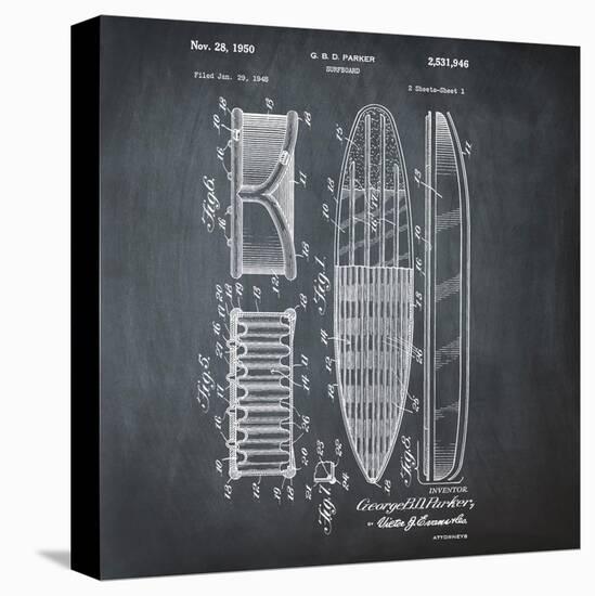 Surfboard, 1948-Chalkboard-Bill Cannon-Stretched Canvas