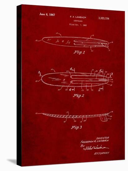 Surfboard 1965 Patent-Cole Borders-Stretched Canvas