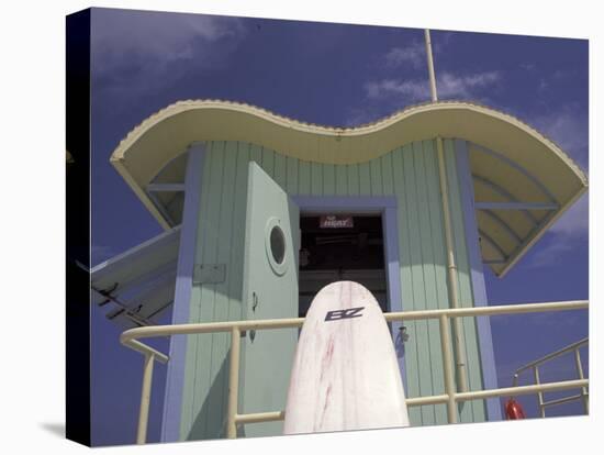 Surfboard at Lifeguard Station, South Beach, Miami, Florida, USA-Robin Hill-Premier Image Canvas