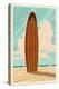 Surfboard - Letterpress-Lantern Press-Stretched Canvas