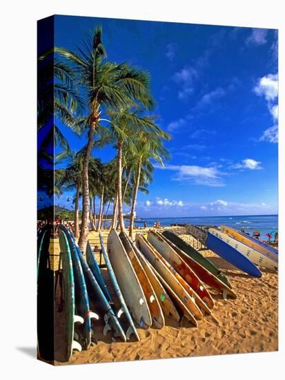 Surfboards on Waikiki Beach-George Oze-Premier Image Canvas