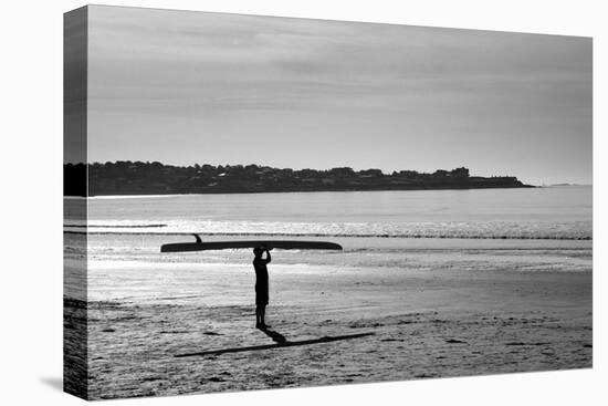 Surfer Holding Board Newport Rhode Island-null-Stretched Canvas