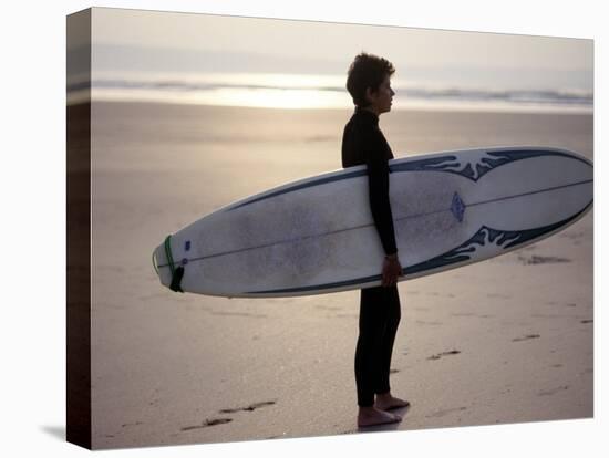 Surfer on a Beach, North Devon, England-Lauree Feldman-Premier Image Canvas