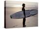 Surfer on a Beach, North Devon, England-Lauree Feldman-Premier Image Canvas
