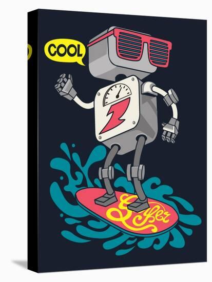 Surfer Robot Vector Design for Tee-braingraph-Stretched Canvas