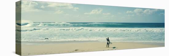 Surfer Standing on the Beach, North Shore, Oahu, Hawaii, USA-null-Premier Image Canvas